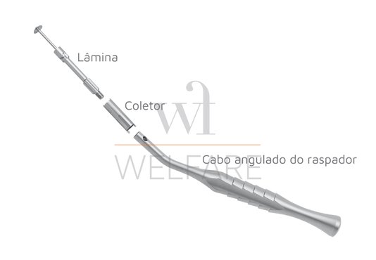 Raspador de Osso Bone Scraper Angulado + 5 Lâminas e Coletor
