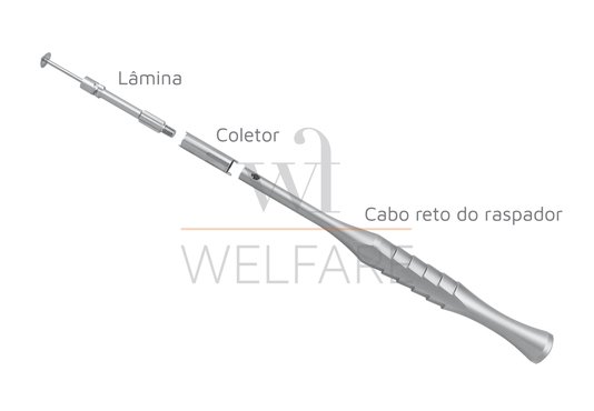 Raspador de Osso Bone Scraper Reto + 5 Lâminas e Coletor