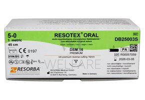 Fio de Sutura RESOTEX 5-0 DSM16 Caixa com 12 unidades