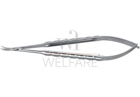 Micro Tesoura Castroviejo Schwert Curva Serrilhada 17cm